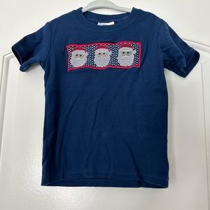 Santa Embroidered shirt - Faux Smocked